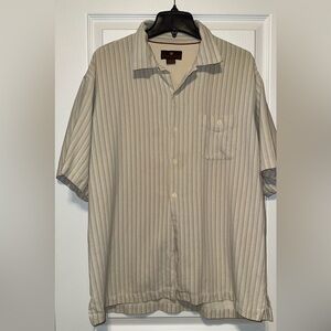 Tommy Bahama Men's Short-Sleeve Button-Down Shirt in Beige Stripe